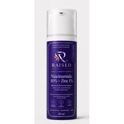 Niacinamide 10% + Zinc 1% — cosmetic formulation by Raised Pharma